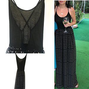 Urban Outfitters Ecote Black Maxi Dress Geometrical Pattern Size XS